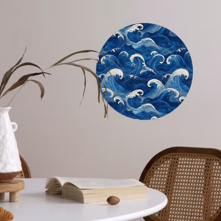 Behangcirkel - Japans - Oceaan - Golven - Blauw — 4