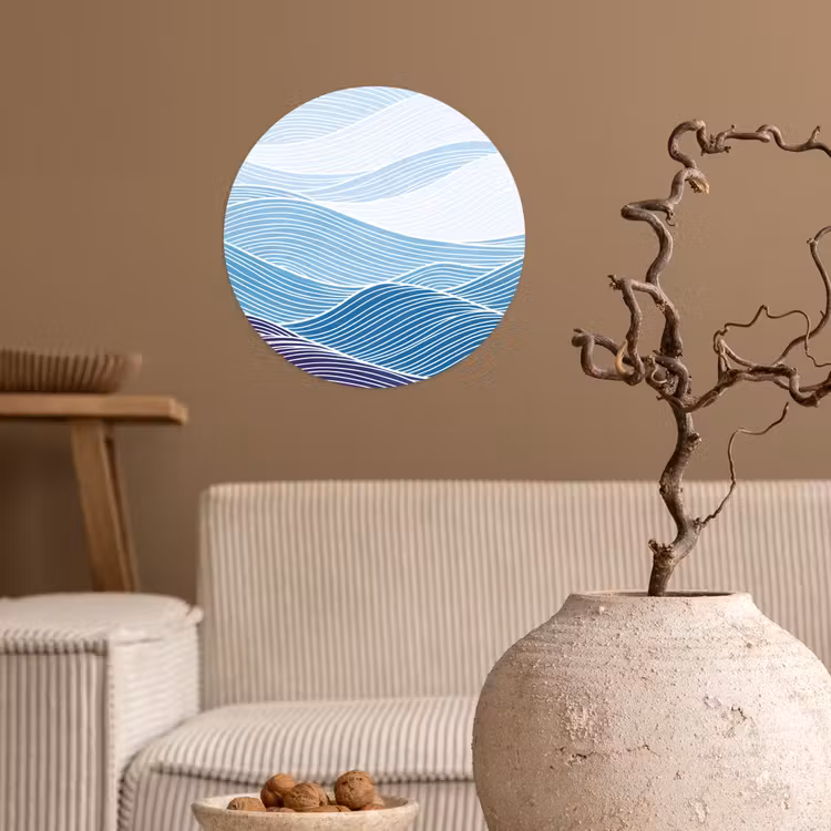 Behangcirkel - Abstract - Golven - Patroon - Blauw - Modern — 2