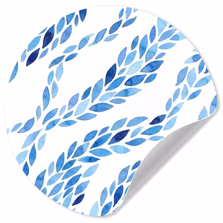 Behangcirkel - Bladeren - Aquarel - Patroon - Modern - Blauw — 1