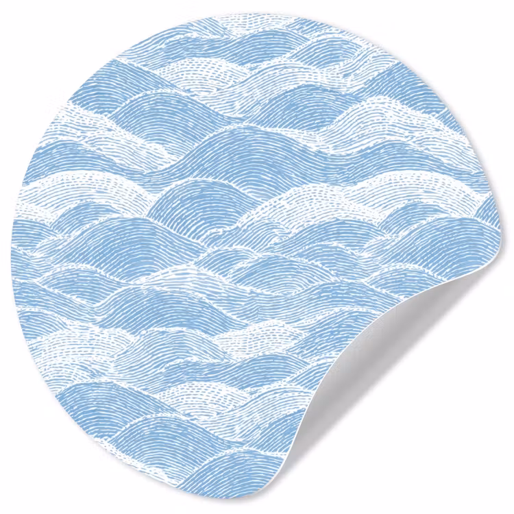 Behangcirkel - Blauw - Wit - Golven - Getekend — 1