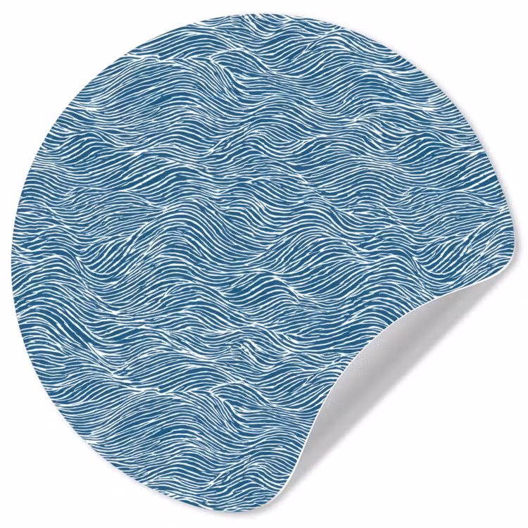 Behangcirkel - Blauw - Wit - Golven - Getekend - Textuur — 1