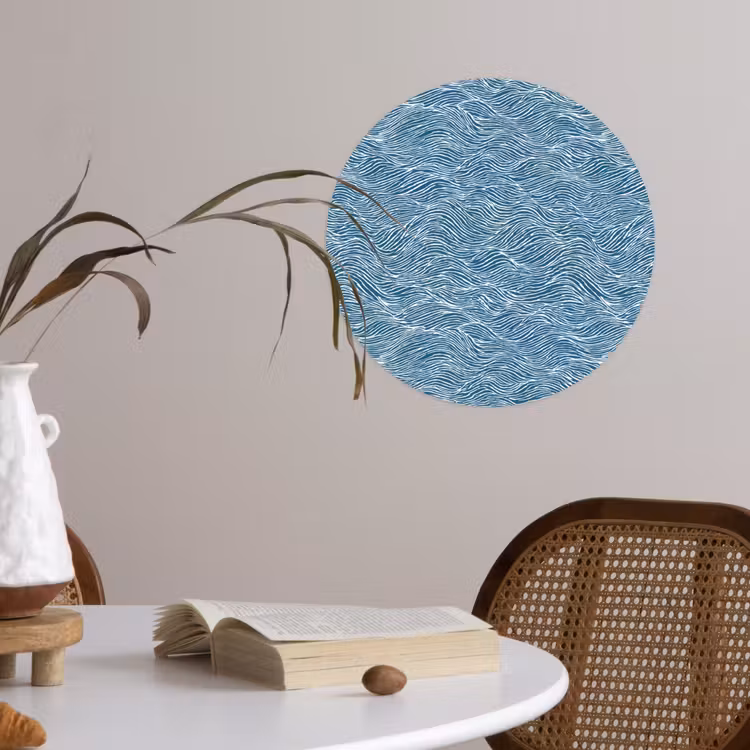 Behangcirkel - Blauw - Wit - Golven - Getekend - Textuur — 4