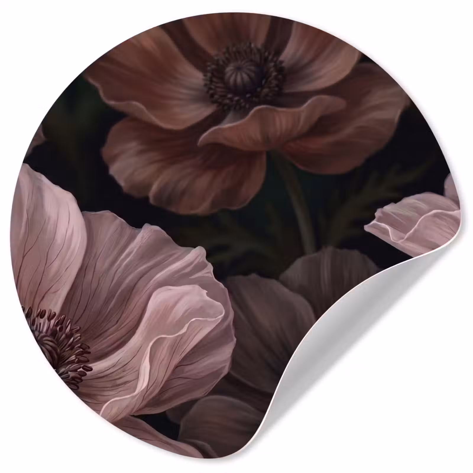 Behangcirkel - Bloemen - Natuur - Roze - Donker - Modern — 1