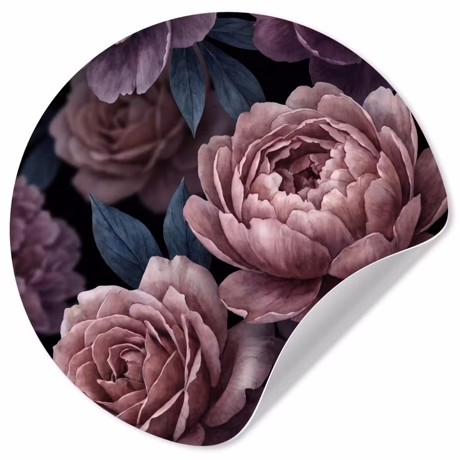Behangcirkel - Bloemen - Patroon - Donker - Botanisch - Paars — 1