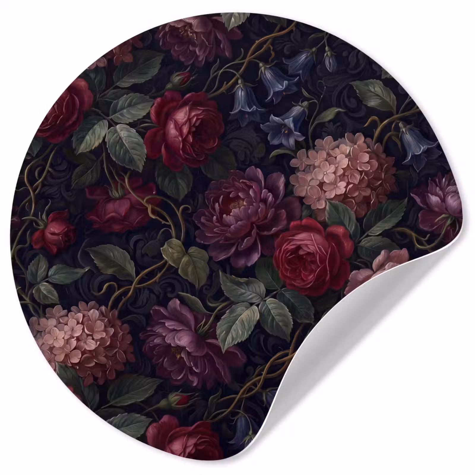 Behangcirkel - Bloemen - Rood - Klassiek - Donker - Patroon — 1