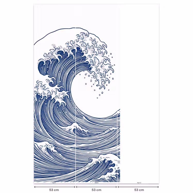 Behang - Golf - Japans - Zee - Illustratie - Blauw — 6