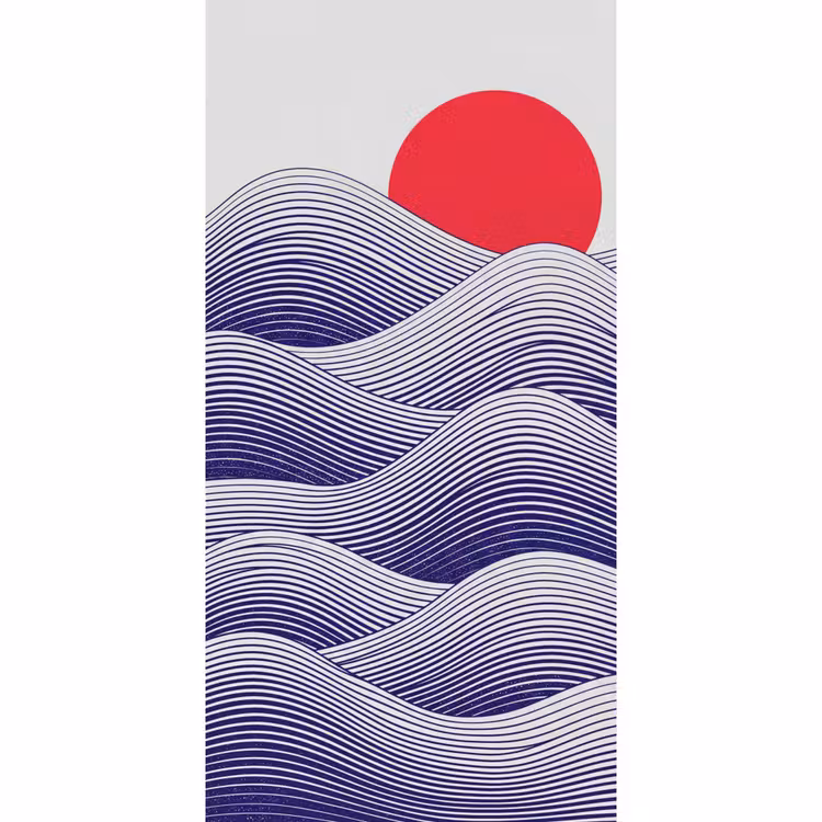 Behang - Golven - Zon - Natuur - Abstract - Rood — 2