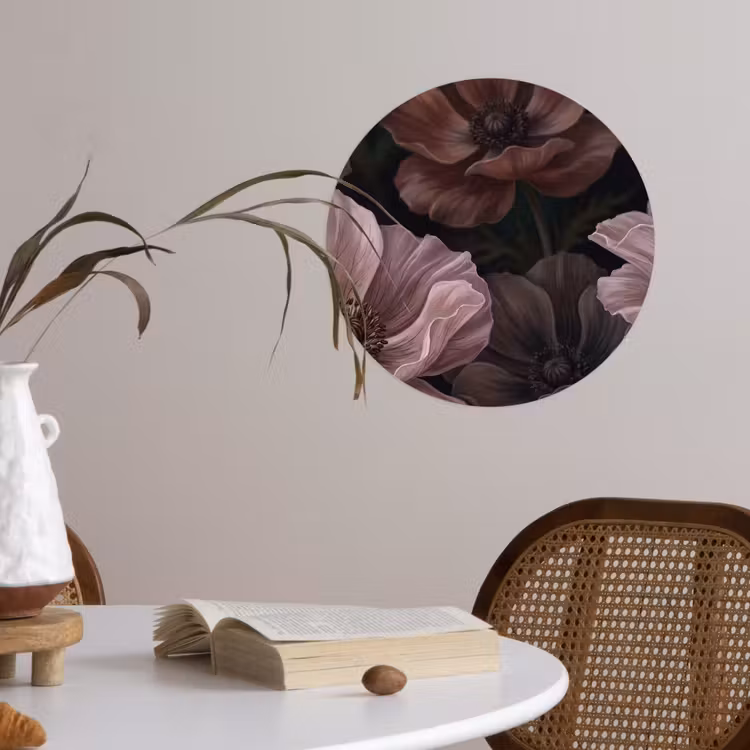 Behangcirkel - Bloemen - Natuur - Roze - Donker - Modern — 4