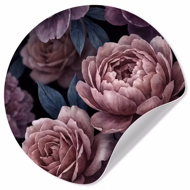 Behangcirkel - Bloemen - Patroon - Donker - Botanisch - Paars — 1