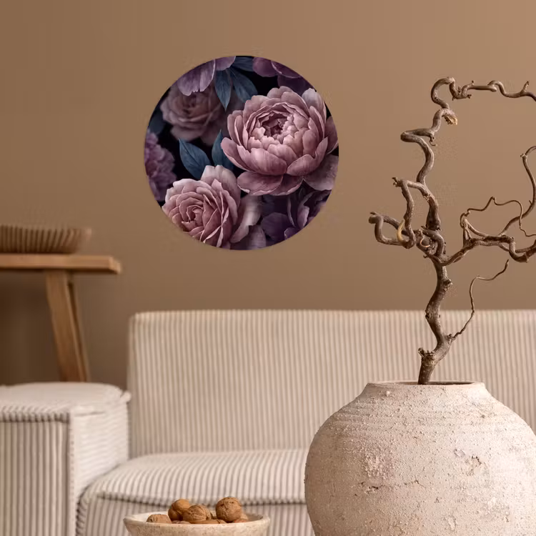 Behangcirkel - Bloemen - Patroon - Donker - Botanisch - Paars — 2