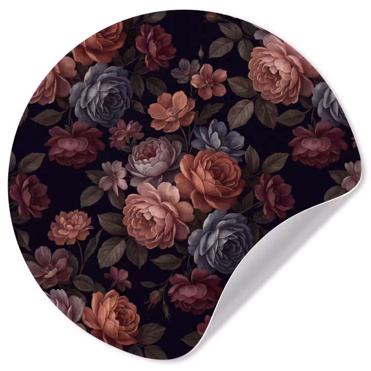 Behangcirkel - Bloemen - Patroon - Vintage - Donker - Roze — 1