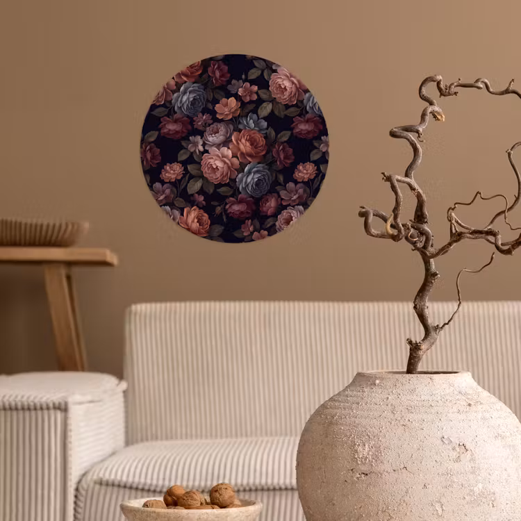 Behangcirkel - Bloemen - Patroon - Vintage - Donker - Roze — 2