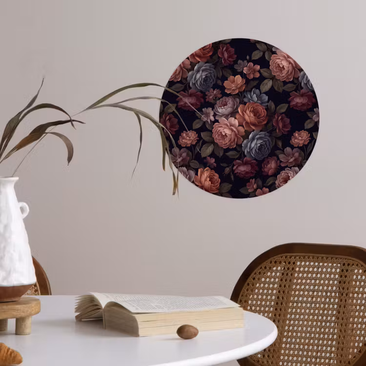 Behangcirkel - Bloemen - Patroon - Vintage - Donker - Roze — 4