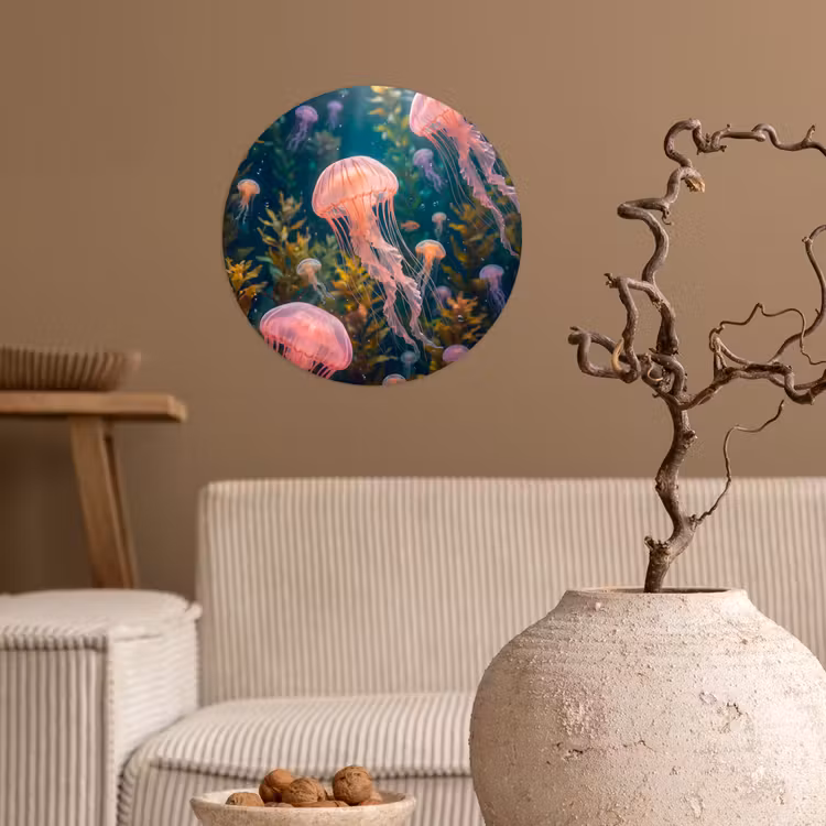 Behangcirkel - Kwal - Roze - Onderwater - Zeeleven - Dieren — 2