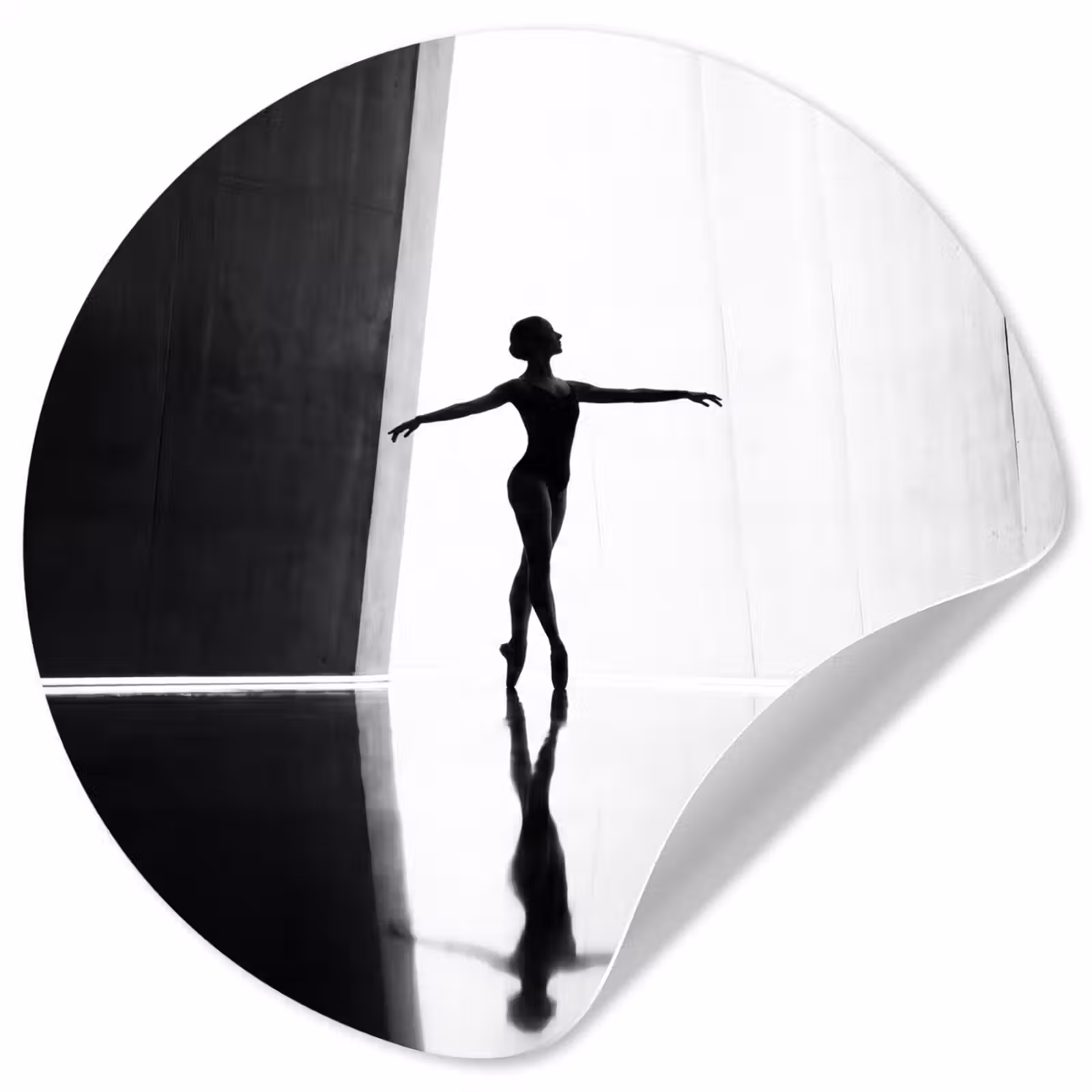 Behangcirkel - Danser - Silhouette - Kunst - Modern - Zwart-wit — 1