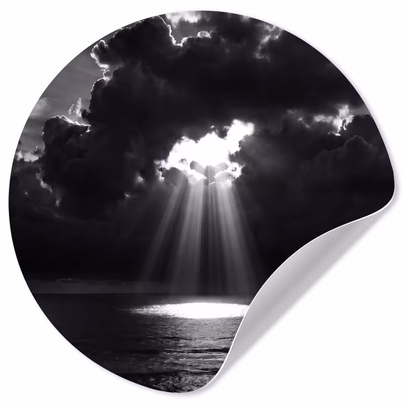 Behangcirkel - Licht - Wolken - Zee - Zwart-wit - Natuur — 1