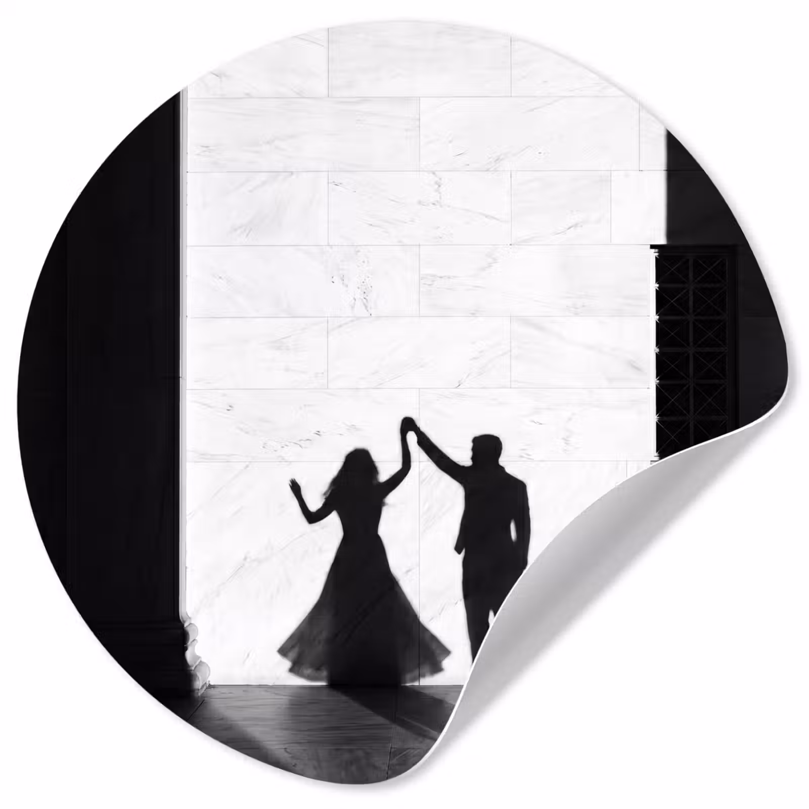 Behangcirkel - Mensen - Schaduw - Dans - Zwart-wit - Liefde — 1