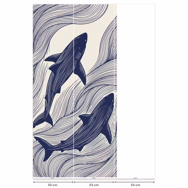 Behang - Vis - Oceaan - Lijntekening - Blauw - Dieren — 6