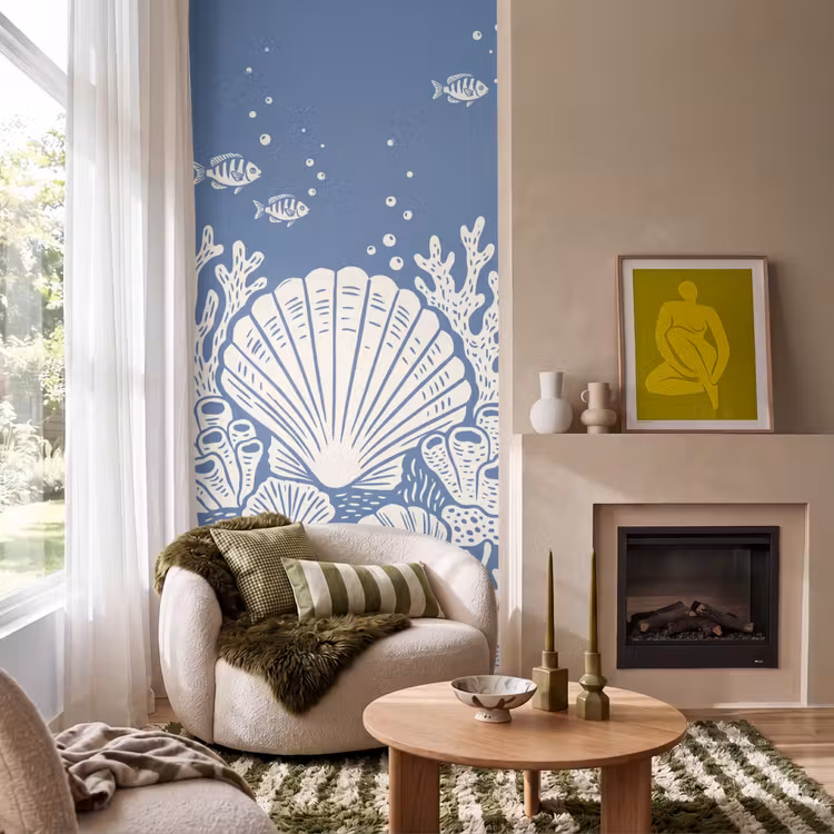 Behang - Zeeleven - Koraal - Schelp - Vis - Illustratie - Onderwater — 1