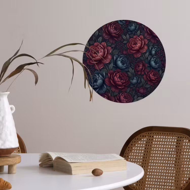 Behangcirkel - Bloemen - Patroon - Natuur - Klassiek - Donker — 4