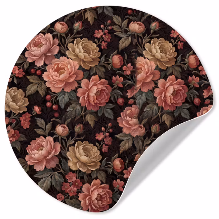 Behangcirkel - Bloemen - Patroon - Natuur - Vintage - Roze — 1