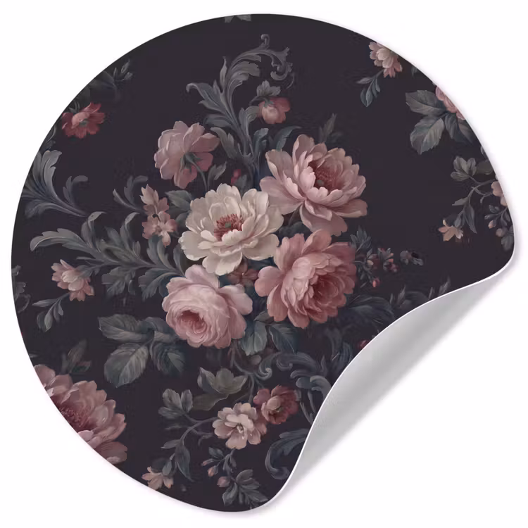 Behangcirkel - Bloemen - Patroon - Sierlijk - Roze - Donker — 1