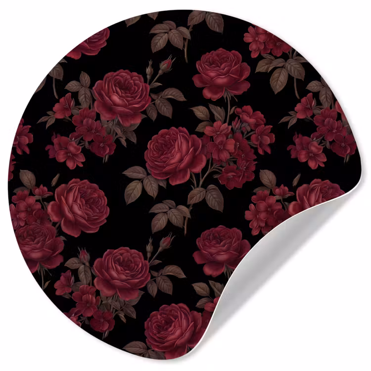 Behangcirkel - Bloemen - Roos - Patroon - Klassiek - Rood — 1