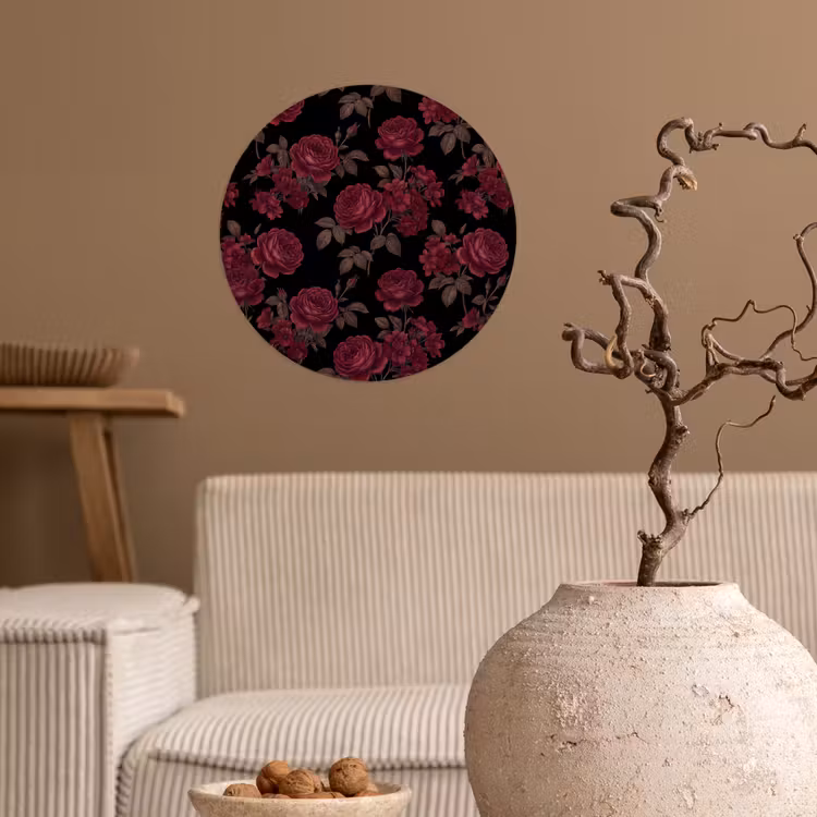 Behangcirkel - Bloemen - Roos - Patroon - Klassiek - Rood — 2