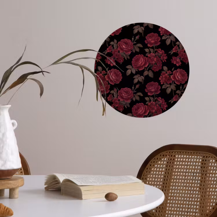 Behangcirkel - Bloemen - Roos - Patroon - Klassiek - Rood — 4
