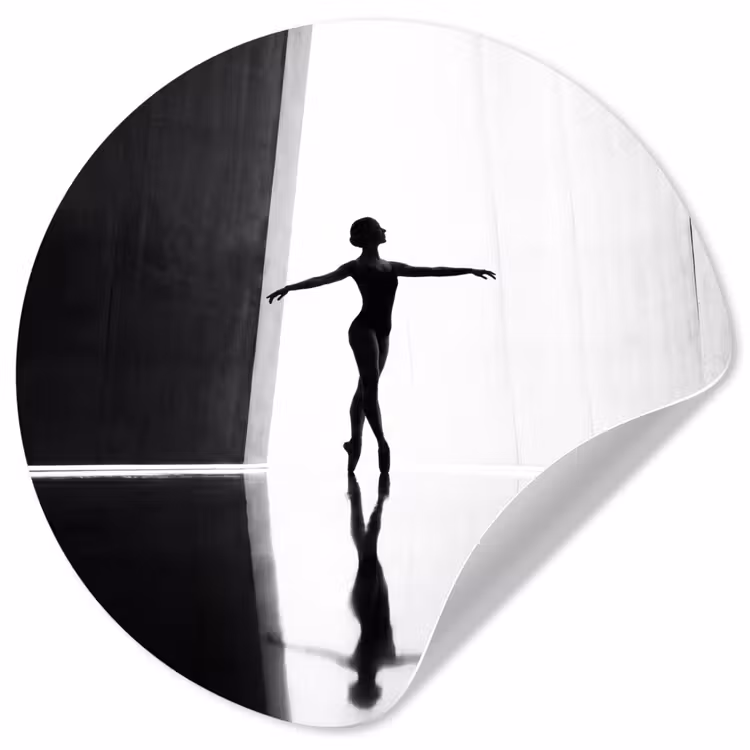 Behangcirkel - Danser - Silhouette - Kunst - Modern - Zwart-wit — 1