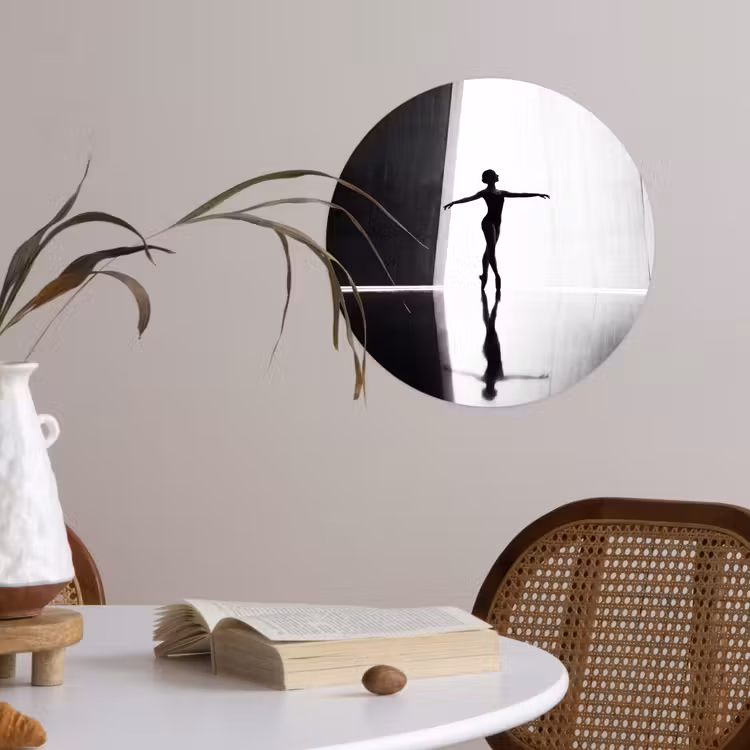 Behangcirkel - Danser - Silhouette - Kunst - Modern - Zwart-wit — 4