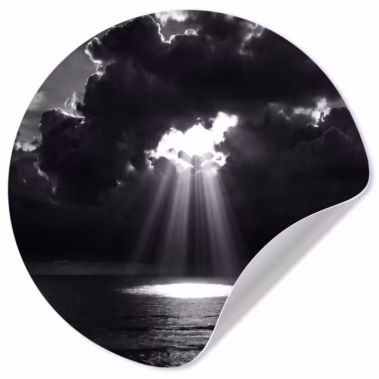 Behangcirkel - Licht - Wolken - Zee - Zwart-wit - Natuur — 1