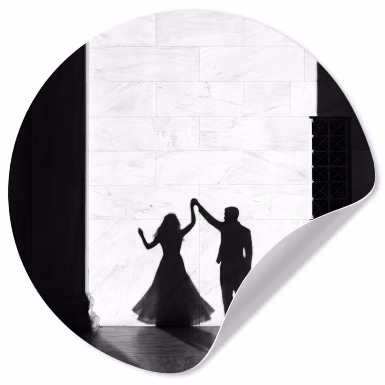 Behangcirkel - Mensen - Schaduw - Dans - Zwart-wit - Liefde — 1