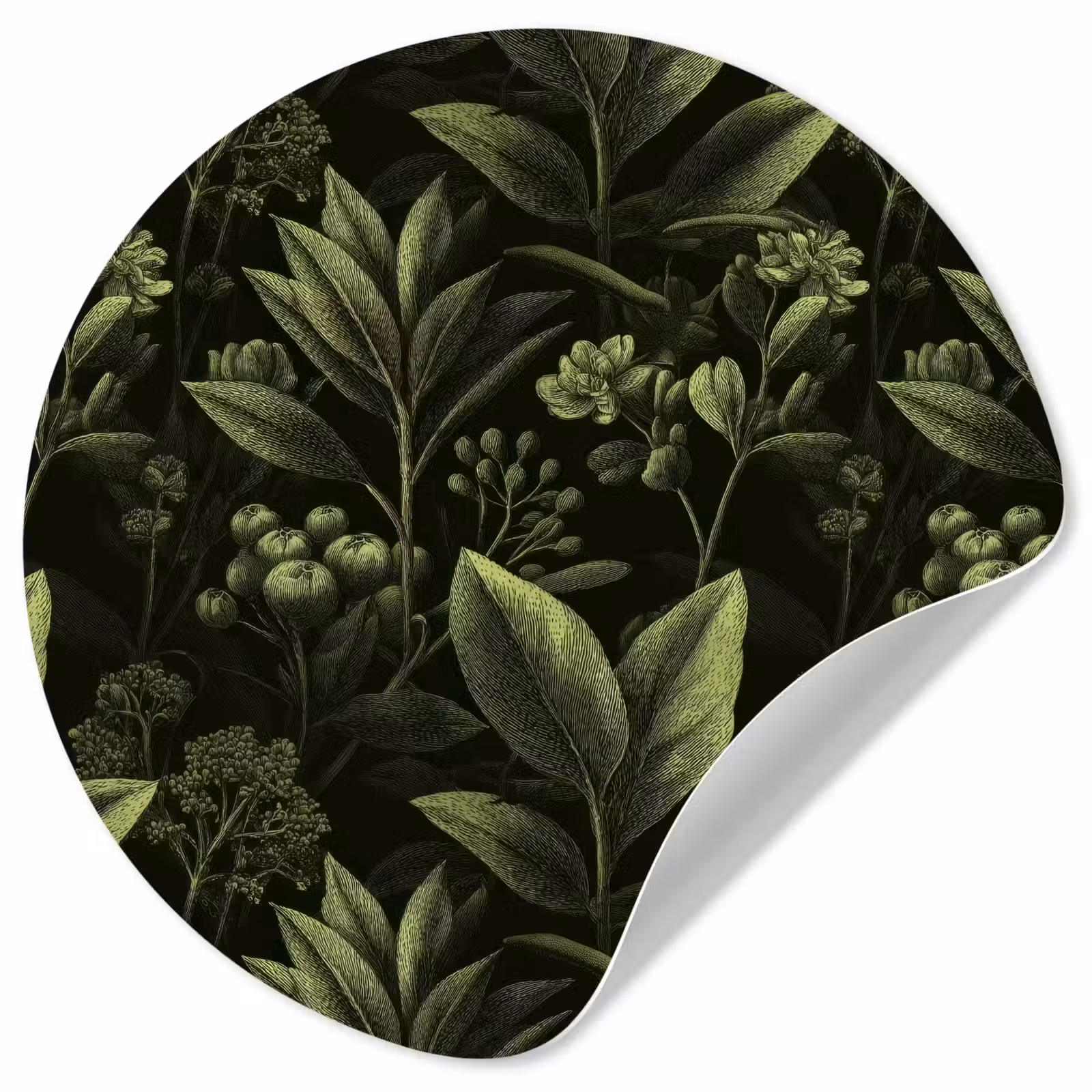 Behangcirkel - Klassiek - Donker - Botanisch - Planten — 1