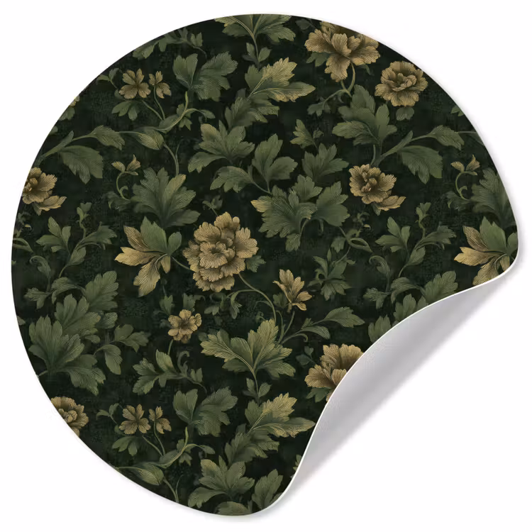 Behangcirkel - Donker - Groen - Goud - Botanisch — 1