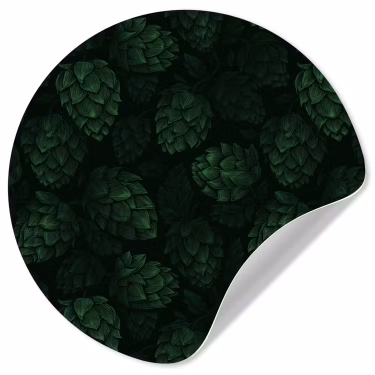 Behangcirkel - Donker - Groen - Hopbellen - Botanisch - Illustratie — 1
