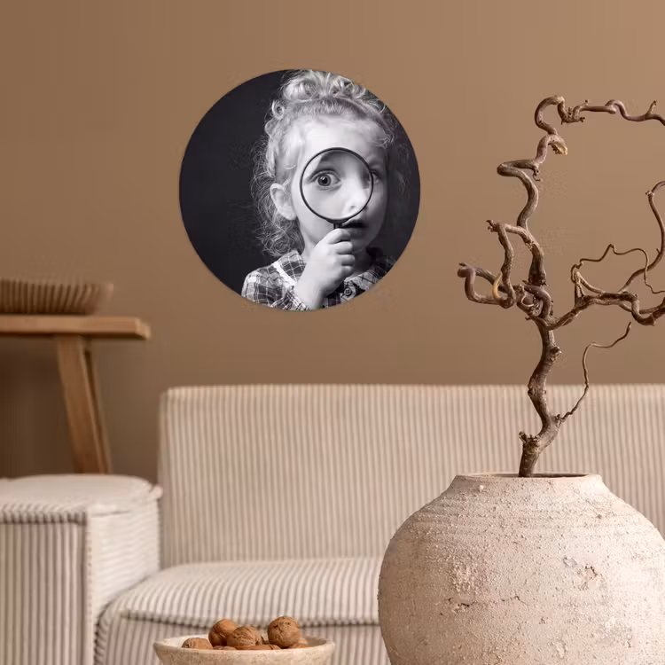 Behangcirkel - Kind - Vergrootglas - Portret - Zwart-wit — 2