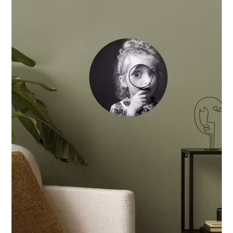 Behangcirkel - Kind - Vergrootglas - Portret - Zwart-wit — 3