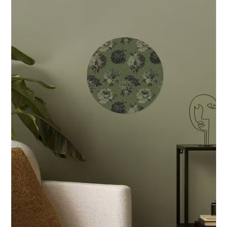 Behangcirkel - Klassiek - botanisch - Olijfgroen - Bloemen — 3