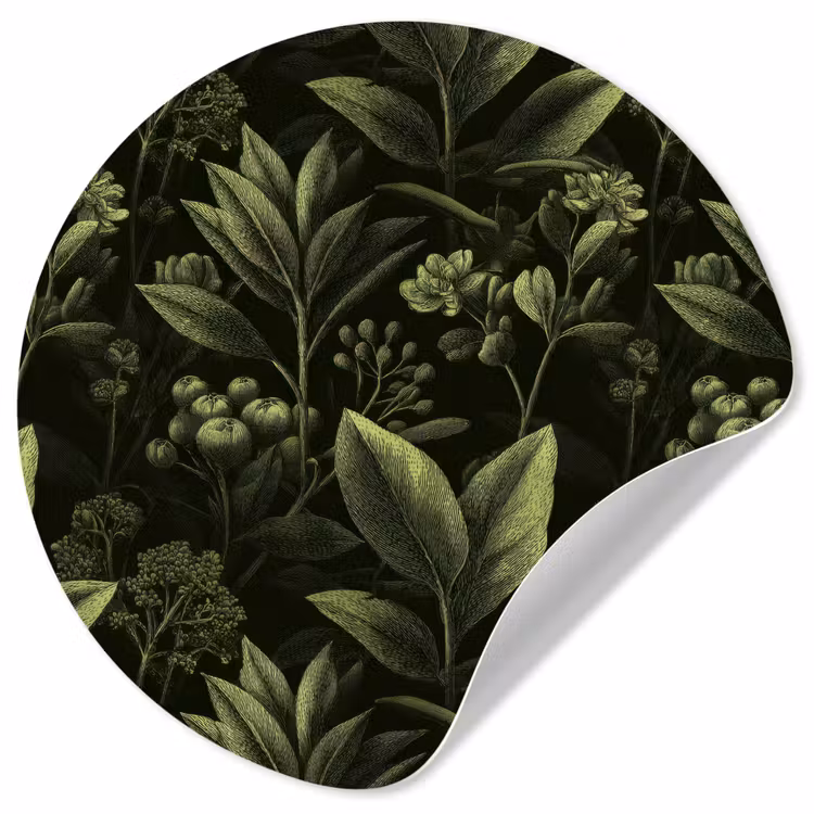 Behangcirkel - Klassiek - Donker - Botanisch - Planten — 1
