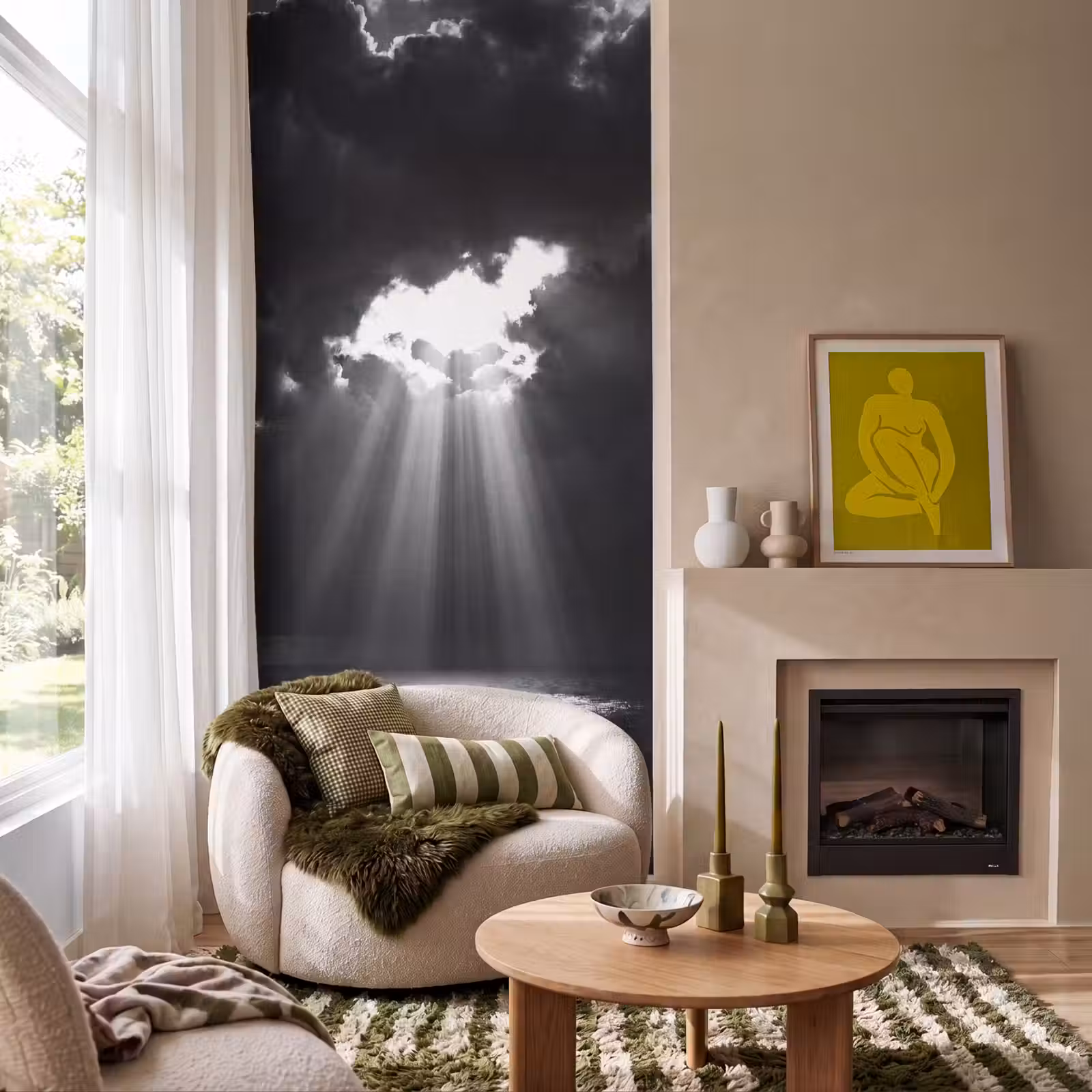 Behang - Licht - Wolken - Zee - Zwart-wit - Natuur — 1