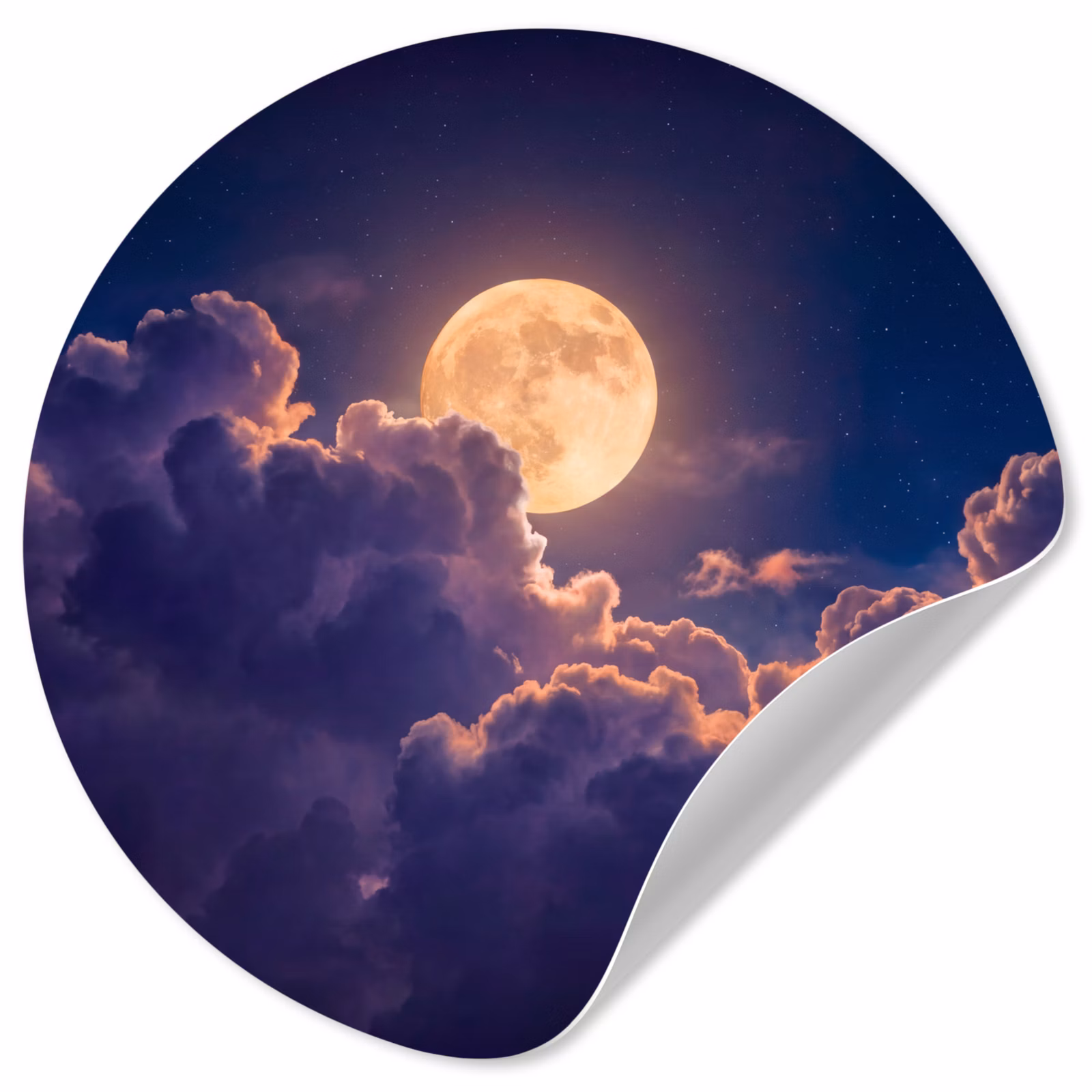 Behangcirkel - Maan - Wolken - Nacht - Oranje — 1