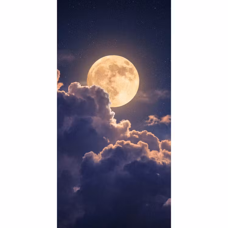 Behang - Maan - Wolken - Nacht - Oranje — 2