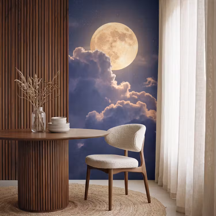 Behang - Maan - Wolken - Nacht - Oranje — 4