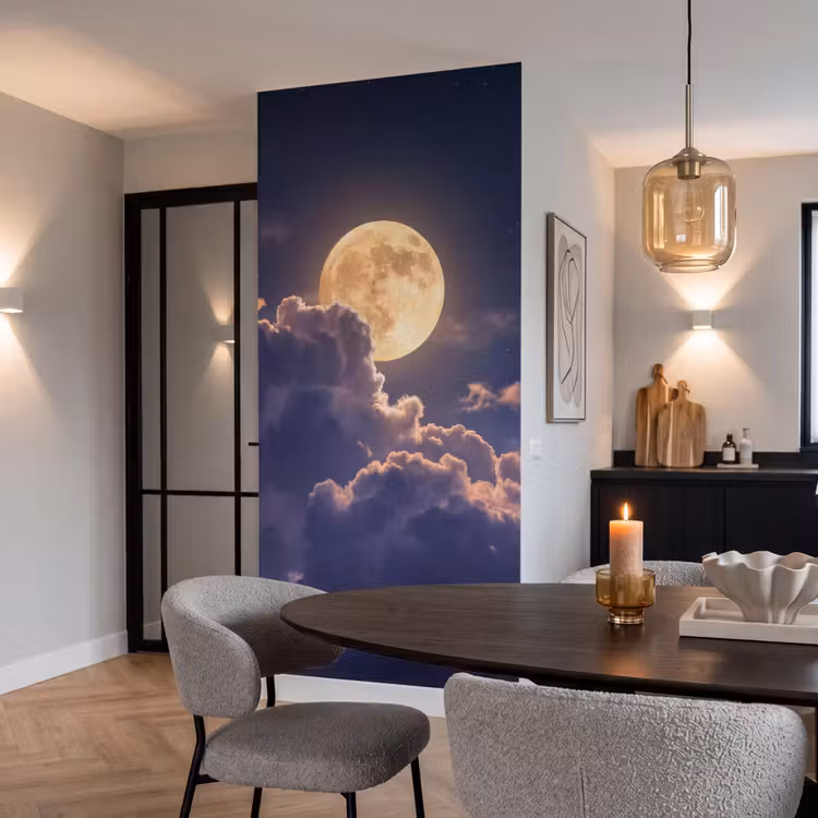 Behang - Maan - Wolken - Nacht - Oranje — 5