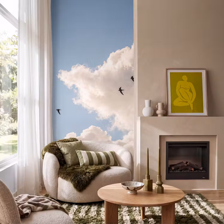 Behang - Vogel - Vlucht - Wolken - Natuur - Blauw — 1