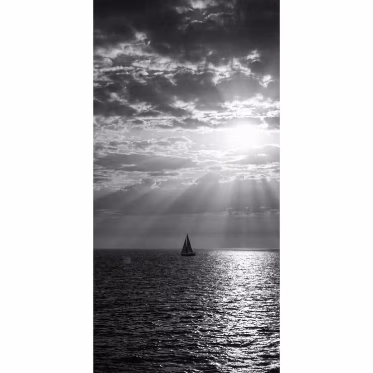 Behang - Water - Boot - Lucht - Natuur - Zwart-wit — 2