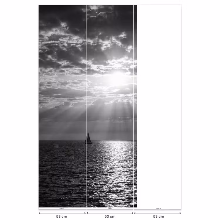 Behang - Water - Boot - Lucht - Natuur - Zwart-wit — 6