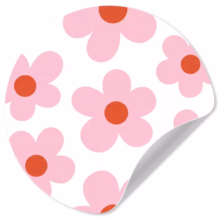 Behangcirkel - Bloemen - Patroon - Modern - Roze - Wit — 1