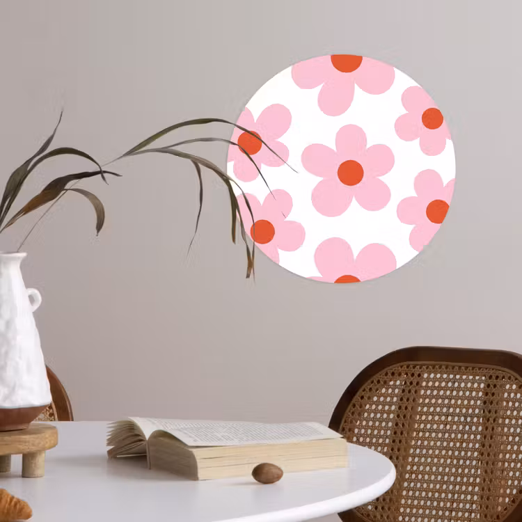 Behangcirkel - Bloemen - Patroon - Modern - Roze - Wit — 4